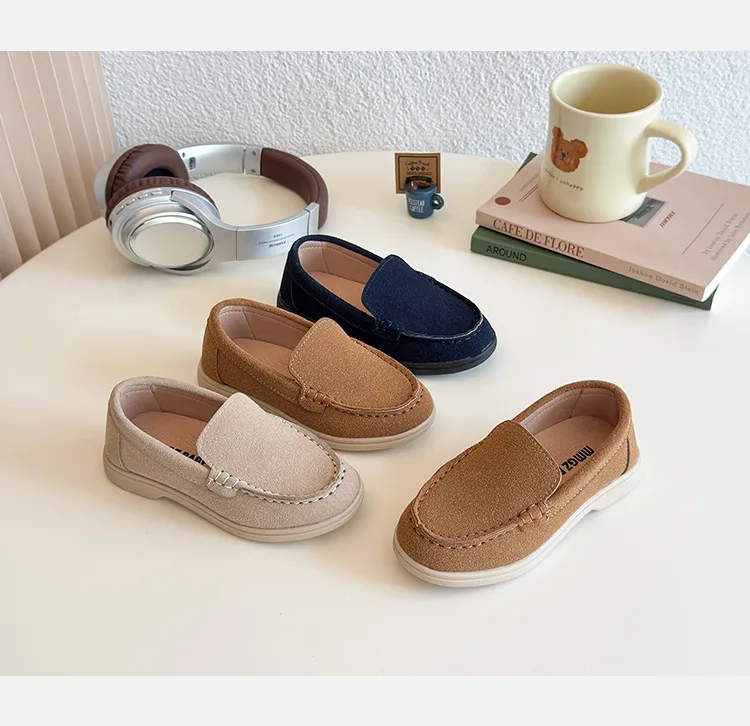 Children Slip-on Shoes Spring Autumn Kids Loafers Boys Casual Shoes Soft Suede Leather Shoes For Boy Beige, Brown, Blue