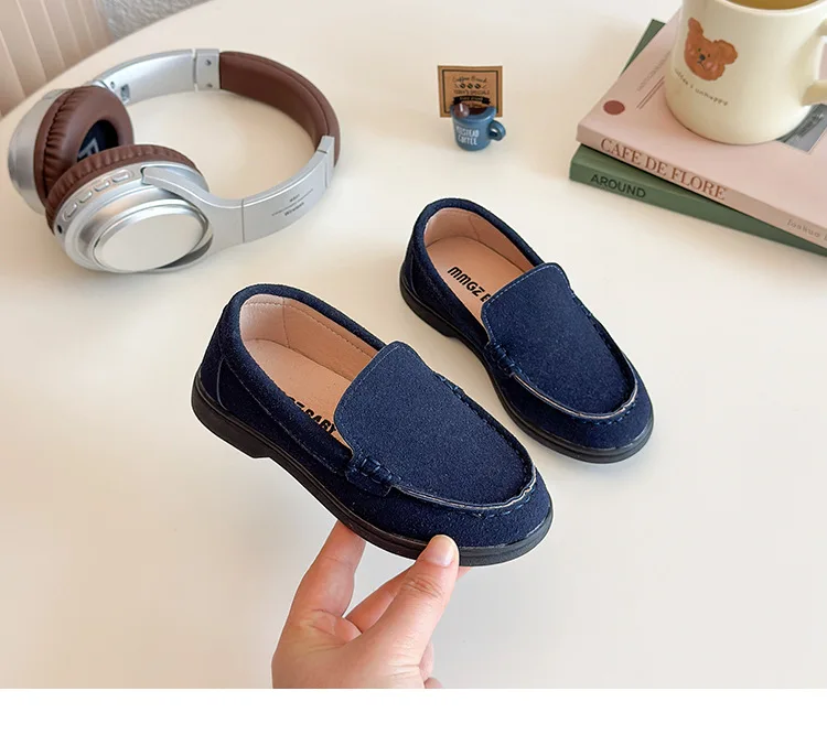 Children Slip-on Shoes Spring Autumn Kids Loafers Boys Casual Shoes Soft Suede Leather Shoes For Boy Beige, Brown, Blue
