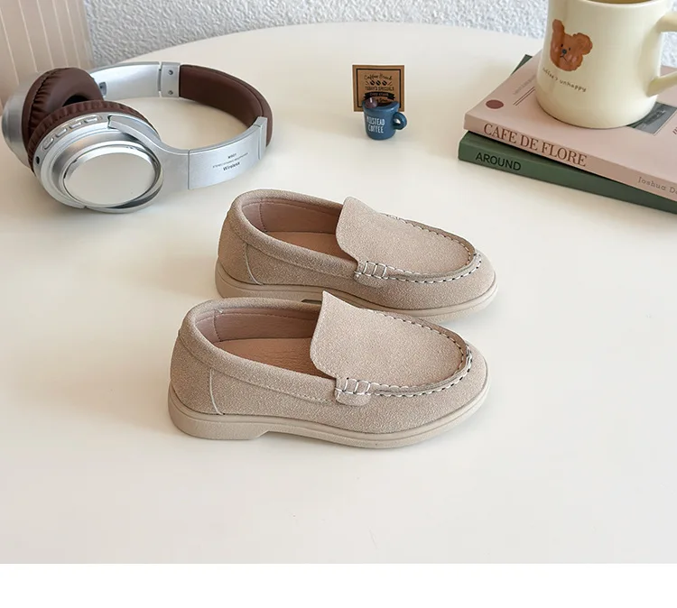 Children Slip-on Shoes Spring Autumn Kids Loafers Boys Casual Shoes Soft Suede Leather Shoes For Boy Beige, Brown, Blue