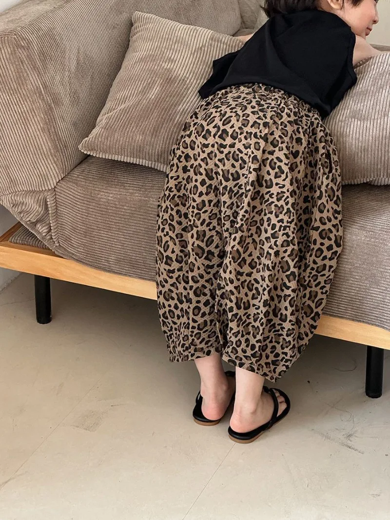 Bellbell Summer Children Girls Leopard Trousers Casual Anti-mosquito Kids Baby Boys Pants Harem Pants for 2-8Yrs Little Girls