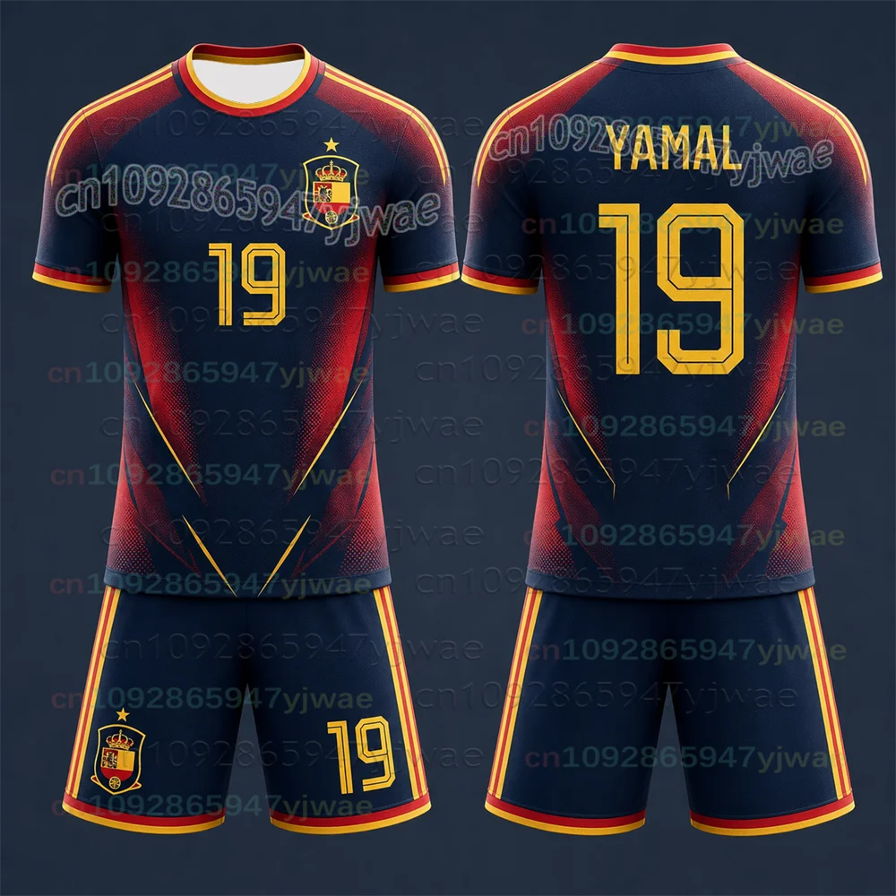 Yamal Children's Quick Drying Sports Kit Spain Team Jersey Number 19 Boys' Sports Kit New Product For 2026 Men And Women's Sets