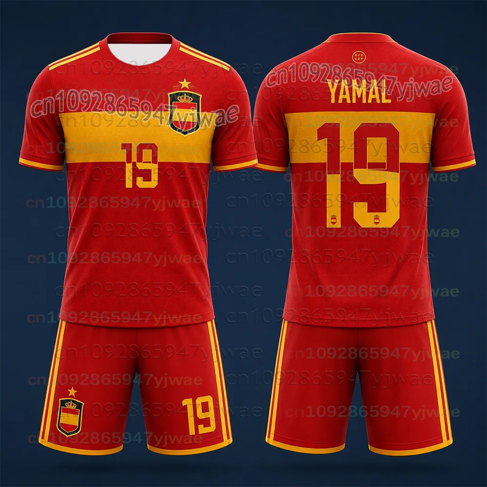 Yamal Children's Quick Drying Sports Kit Spain Team Jersey Number 19 Boys' Sports Kit New Product For 2026 Men And Women's Sets