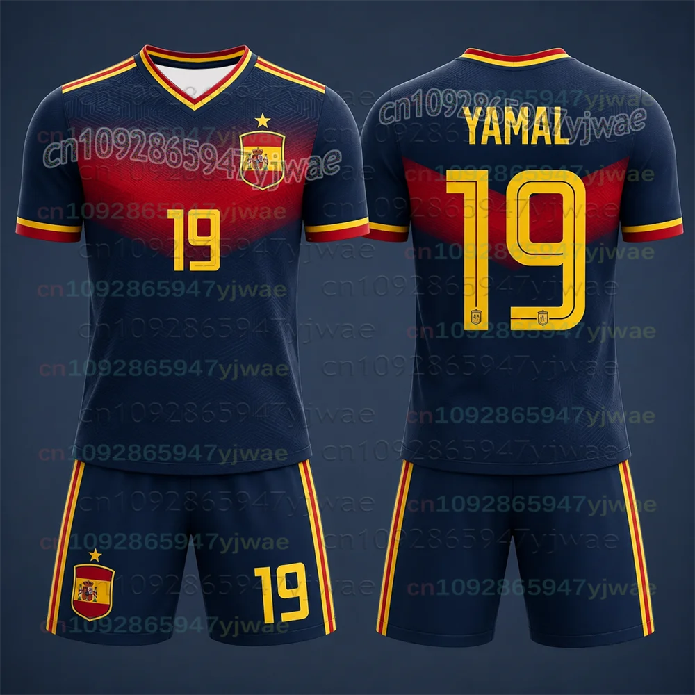 Yamal Children's Quick Drying Sports Kit Spain Team Jersey Number 19 Boys' Sports Kit New Product For 2026 Men And Women's Sets