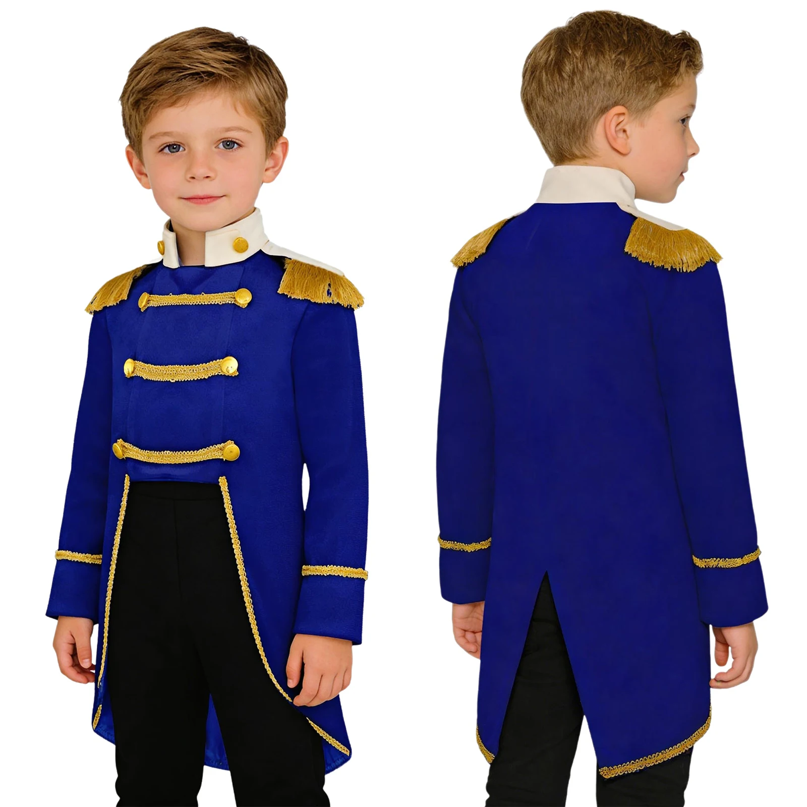 Baby Boys Long Sleeve Fringe Velvet Royal Prince Jacket Tailcoat Halloween King Knight Nobility Costume Photography Outerwear