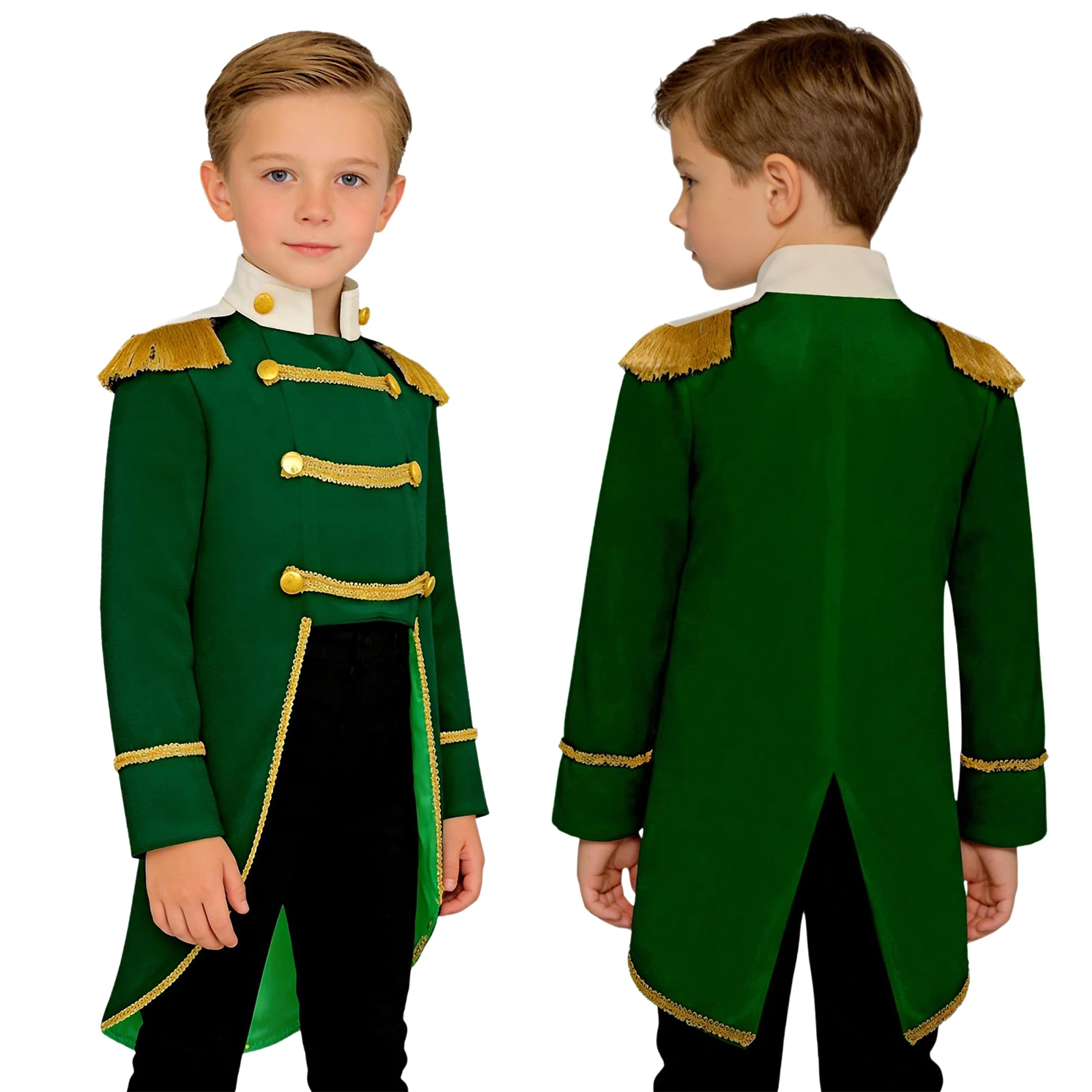 Baby Boys Long Sleeve Fringe Velvet Royal Prince Jacket Tailcoat Halloween King Knight Nobility Costume Photography Outerwear