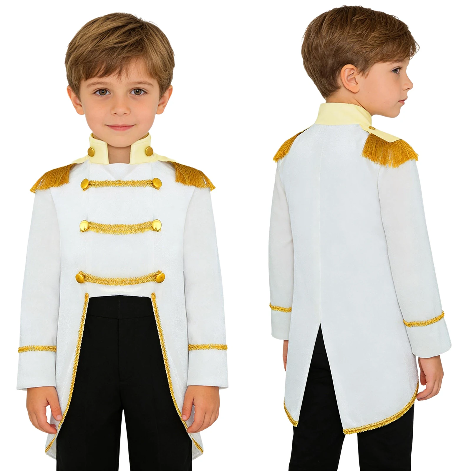 Baby Boys Long Sleeve Fringe Velvet Royal Prince Jacket Tailcoat Halloween King Knight Nobility Costume Photography Outerwear
