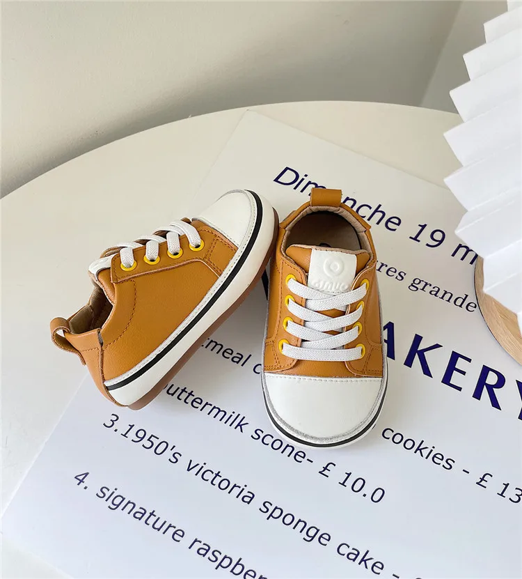New Spring/Autumn Baby Shoes Leather Toddler Boys Barefoot Shoe Soft Sole Girls Outdoor Tennis Fashion Little Kids Sneakers