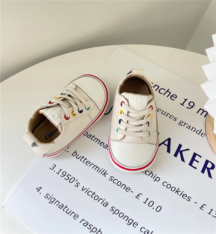 New Spring/Autumn Baby Shoes Leather Toddler Boys Barefoot Shoe Soft Sole Girls Outdoor Tennis Fashion Little Kids Sneakers