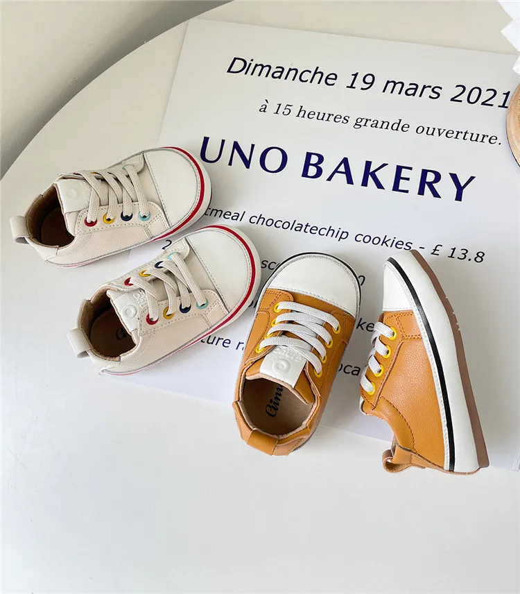 New Spring/Autumn Baby Shoes Leather Toddler Boys Barefoot Shoe Soft Sole Girls Outdoor Tennis Fashion Little Kids Sneakers