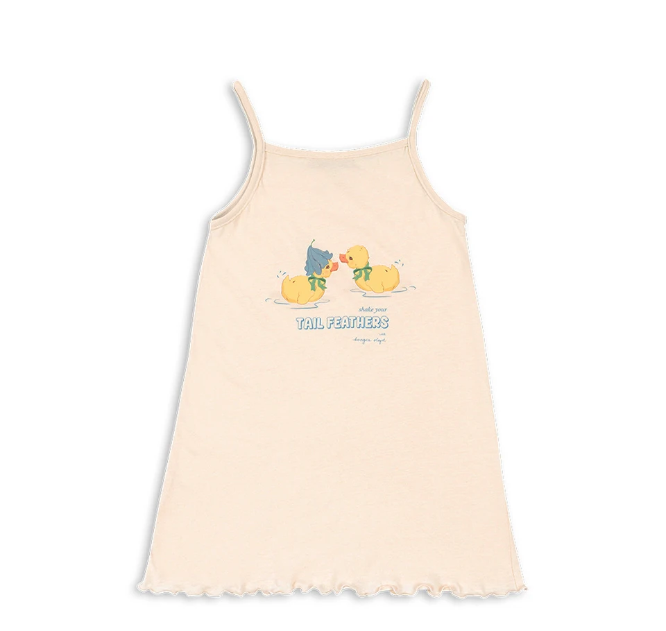 Girls Sling Dresses 2026 KS Girl Cute Ducks Print T-shirts Vest Dress Kids Thin Soft Tops Shorts Children Homewear Clothes Set