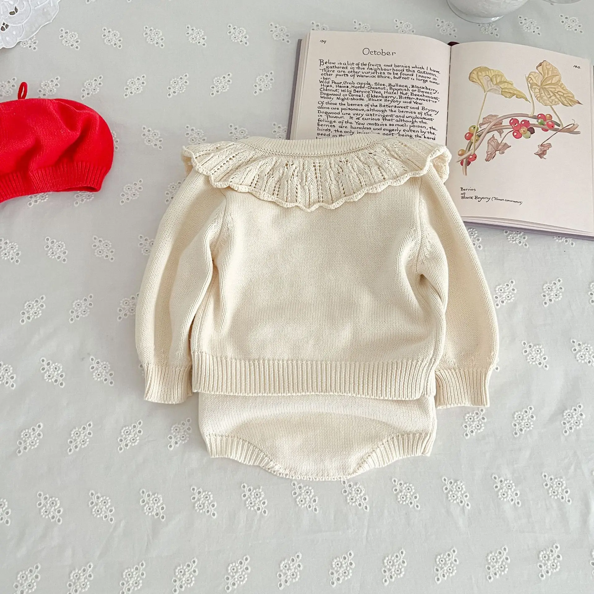 Autumn Winter Newborn Infant Baby Girls Romper Knitting Embroidery Coat Rompers Kids Onepiece Fashion Baby Clothing