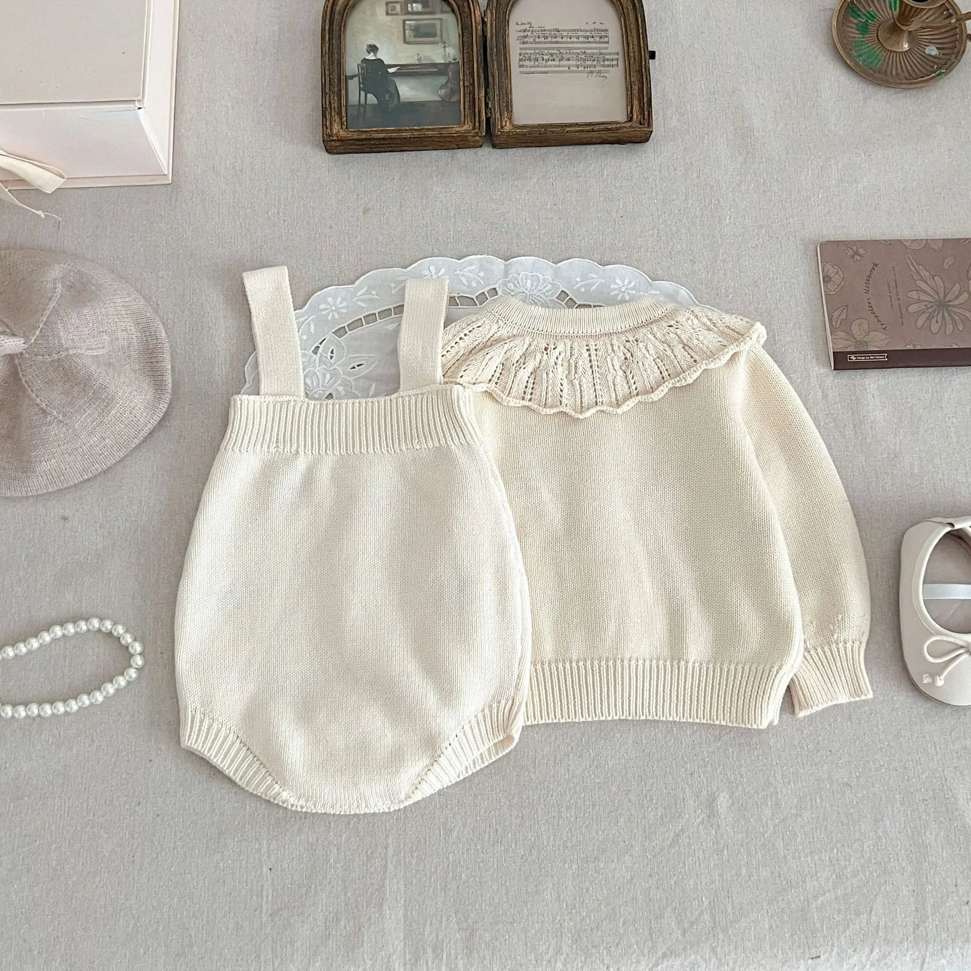 Autumn Winter Newborn Infant Baby Girls Romper Knitting Embroidery Coat Rompers Kids Onepiece Fashion Baby Clothing