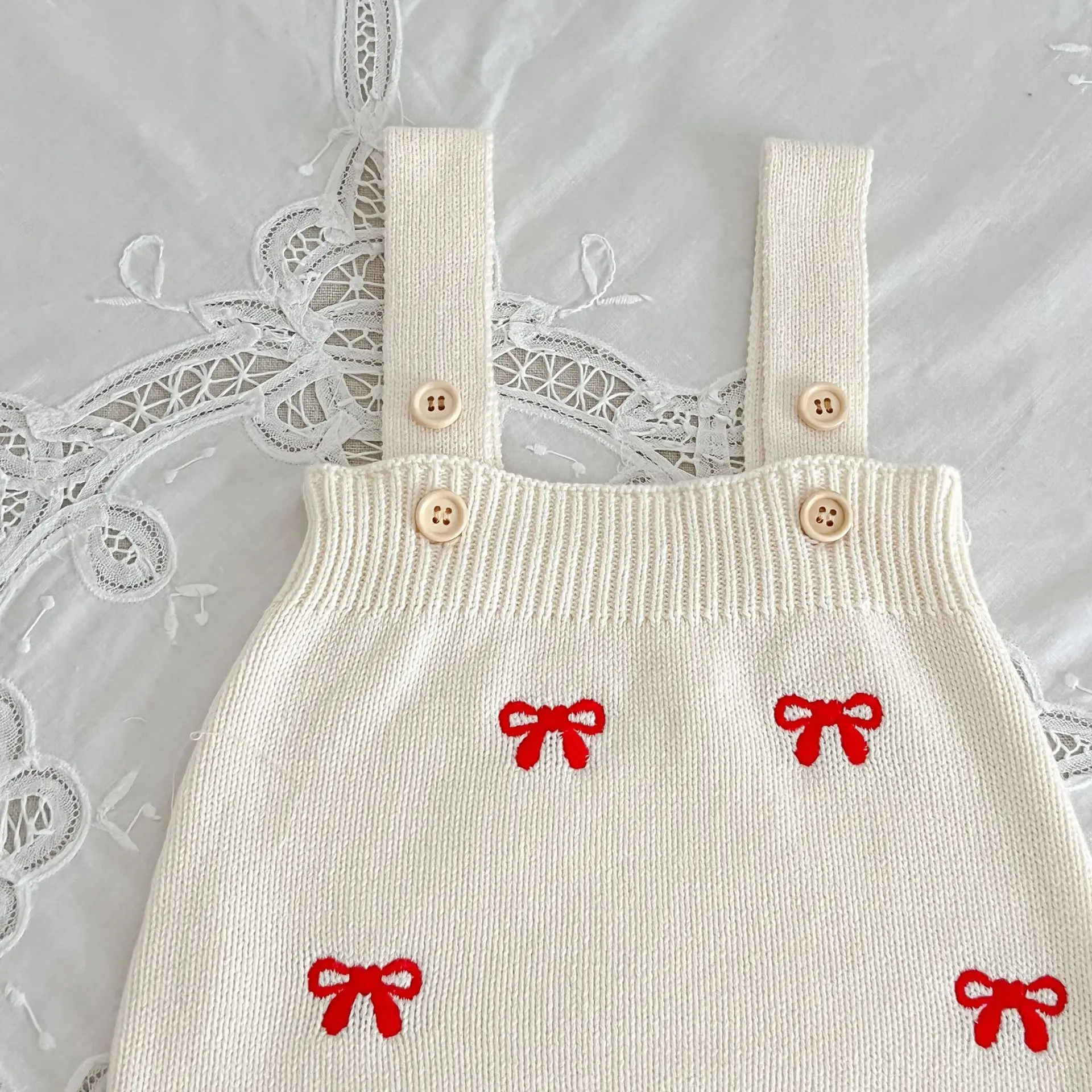 Autumn Winter Newborn Infant Baby Girls Romper Knitting Embroidery Coat Rompers Kids Onepiece Fashion Baby Clothing