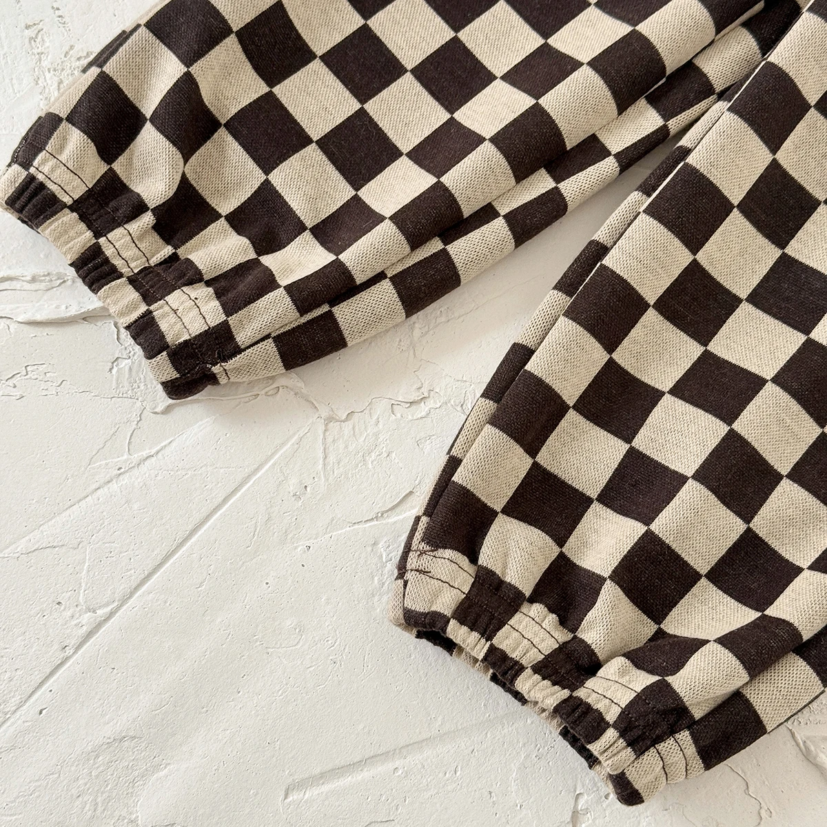 Autumn Fashion Newborn Baby Boys Girls Clothes Comfort Outfit Solid Color Long Sleeves Top+Chessboard Pattern Pants 2Pcs/set