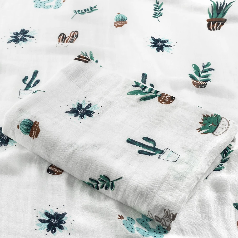 Muslin Tree Newborn Muslin Swaddle Baby Multi-use Bamboo Cotton Blanket Infant Newborn Baby Wrap 120X120cm