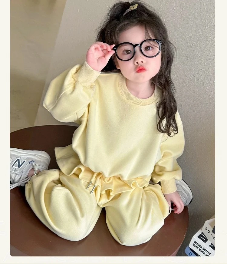 Girls Set 2026 Spring and Autumn New Sports Ballet Style Children Hoodie and Pants Stylish Two-piece Set Fashionable Outfit