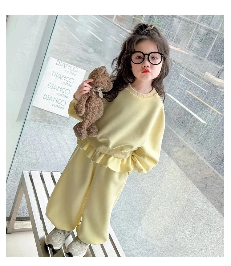 Girls Set 2026 Spring and Autumn New Sports Ballet Style Children Hoodie and Pants Stylish Two-piece Set Fashionable Outfit