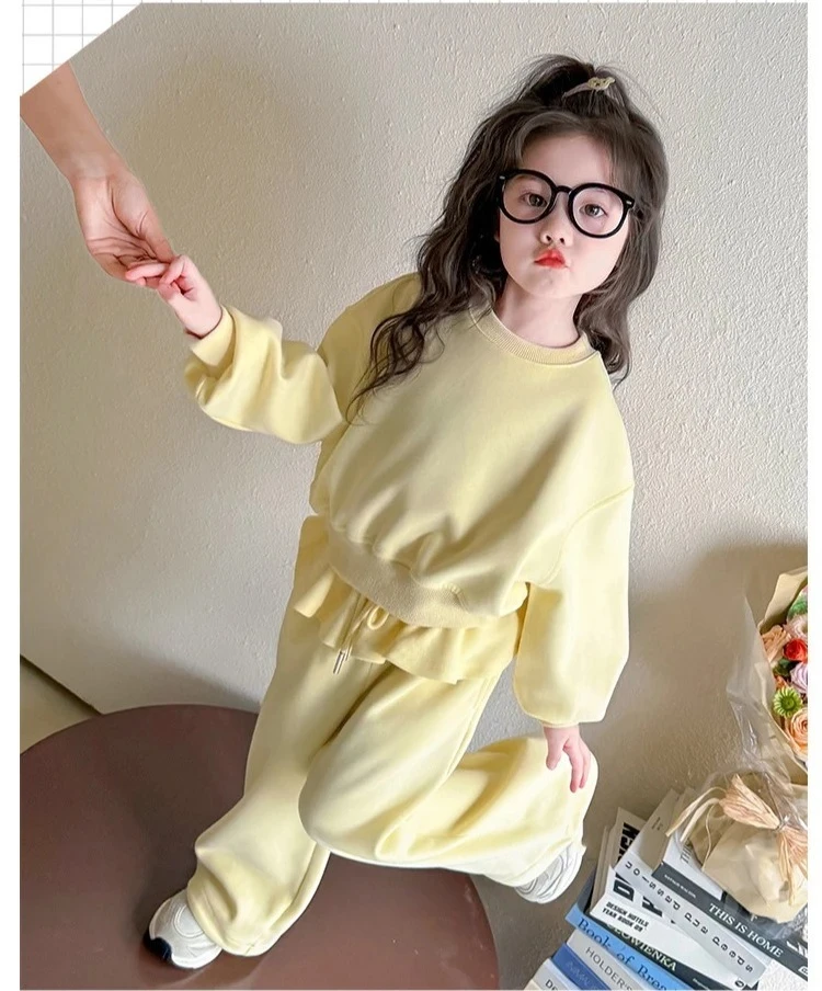 Girls Set 2026 Spring and Autumn New Sports Ballet Style Children Hoodie and Pants Stylish Two-piece Set Fashionable Outfit