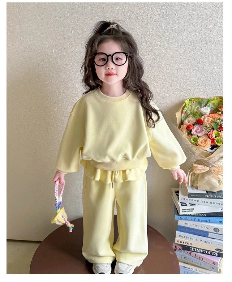 Girls Set 2026 Spring and Autumn New Sports Ballet Style Children Hoodie and Pants Stylish Two-piece Set Fashionable Outfit