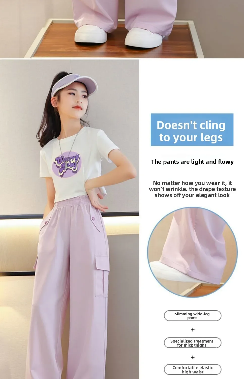 2026 Pants for Teenage Kids New Summer Streetwear Hip Hop Sweatpants for Girls Baggy Wide Leg Straight Trousers