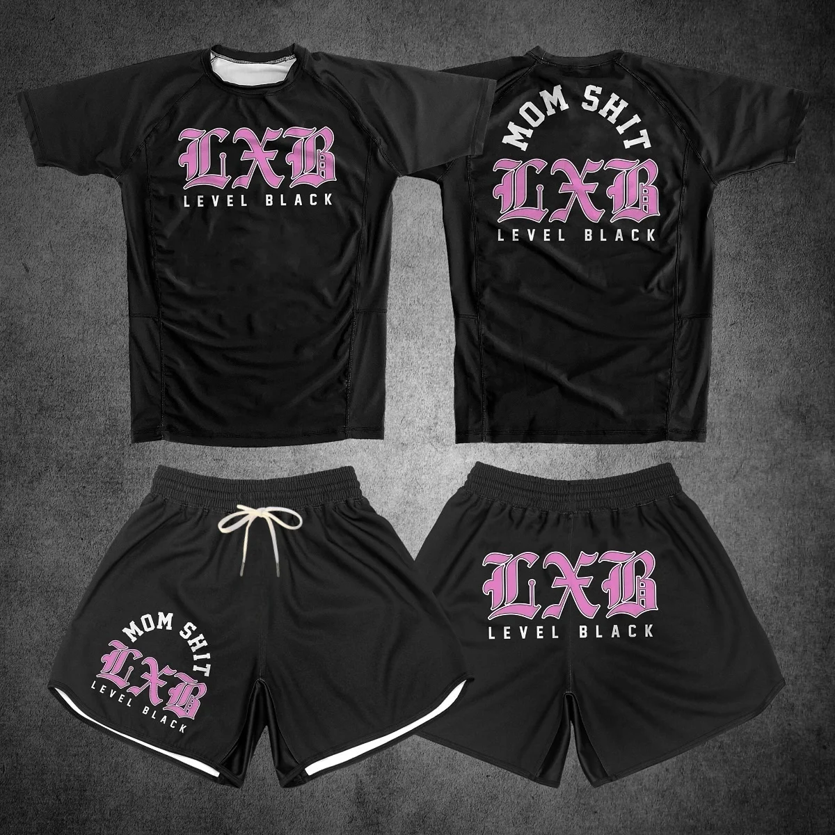 Summer Quick Drying Black Boxing Rash Guard Gym Set Jersey Fighting T-shirt And Shorts Combo for Fitness Adults And Kids