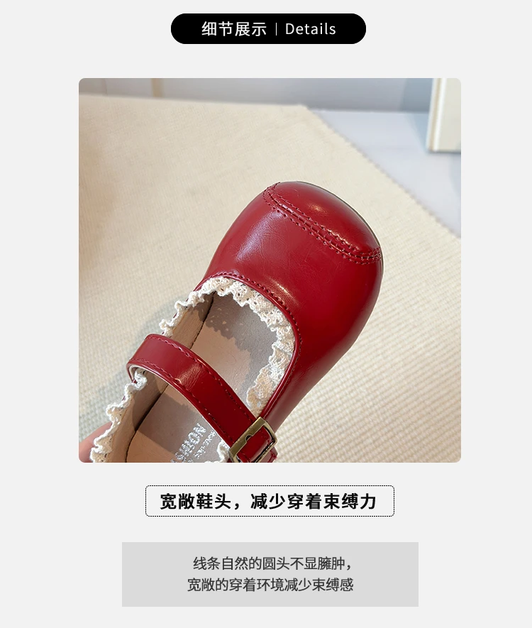 2025 New Children's Flats Simple Lolita Girls Princess Leather Shoes Walking Versatile Sweet Pleated Kids Causal Fashion Shoes