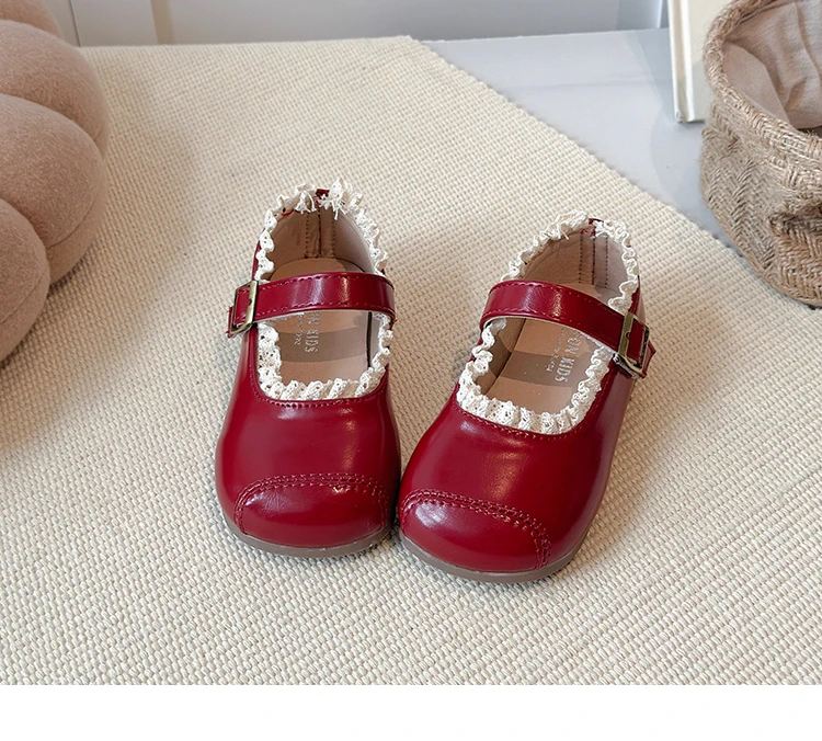 2025 New Children's Flats Simple Lolita Girls Princess Leather Shoes Walking Versatile Sweet Pleated Kids Causal Fashion Shoes