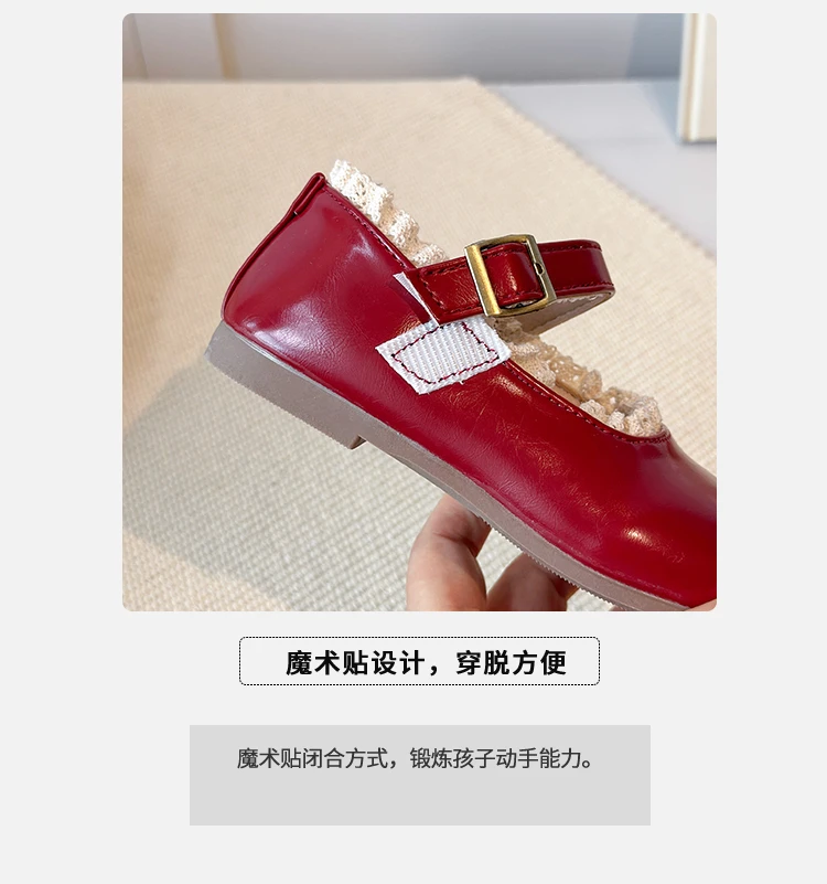 2025 New Children's Flats Simple Lolita Girls Princess Leather Shoes Walking Versatile Sweet Pleated Kids Causal Fashion Shoes