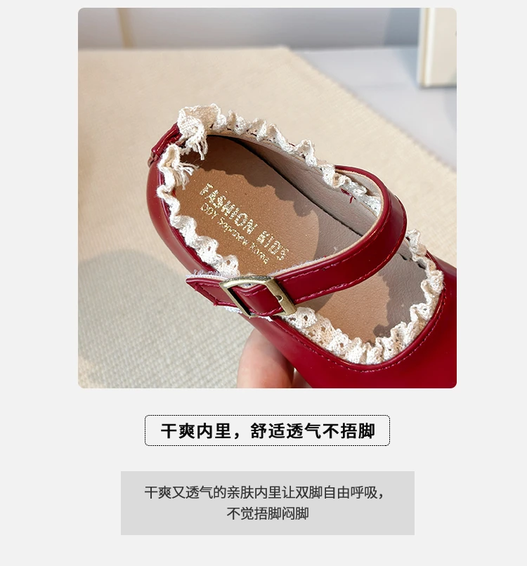 2025 New Children's Flats Simple Lolita Girls Princess Leather Shoes Walking Versatile Sweet Pleated Kids Causal Fashion Shoes