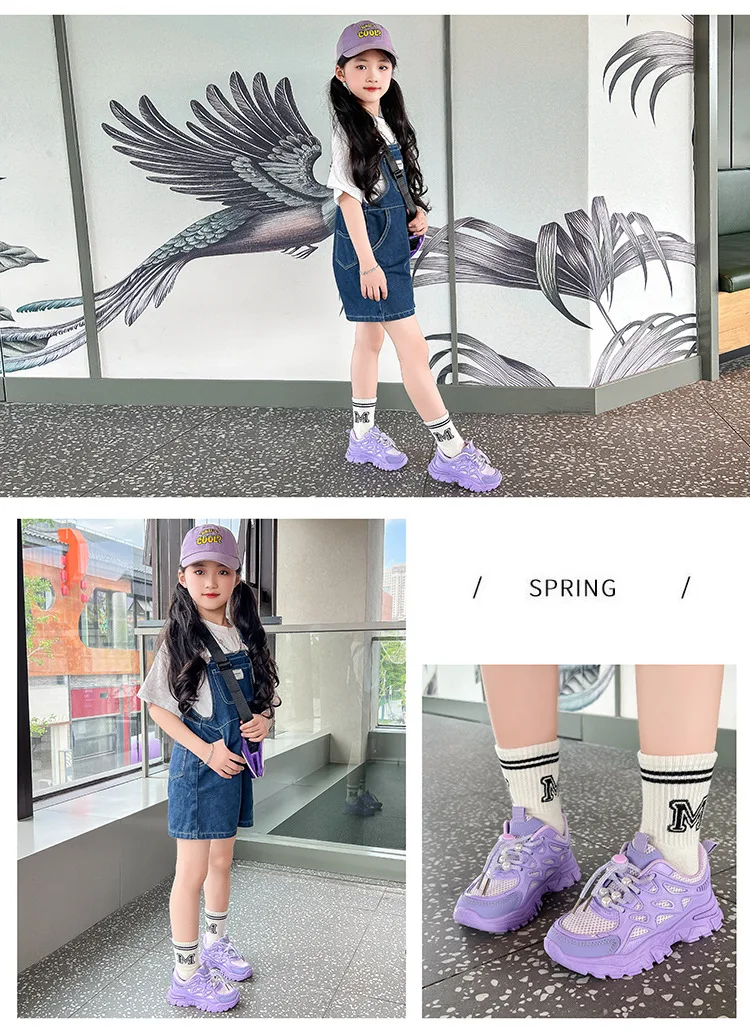 Kids Girls School White Casual Shoes Solid Color Mesh Sports Shoes for Toddlers Fashion Lightweight Children's Running Sneakers