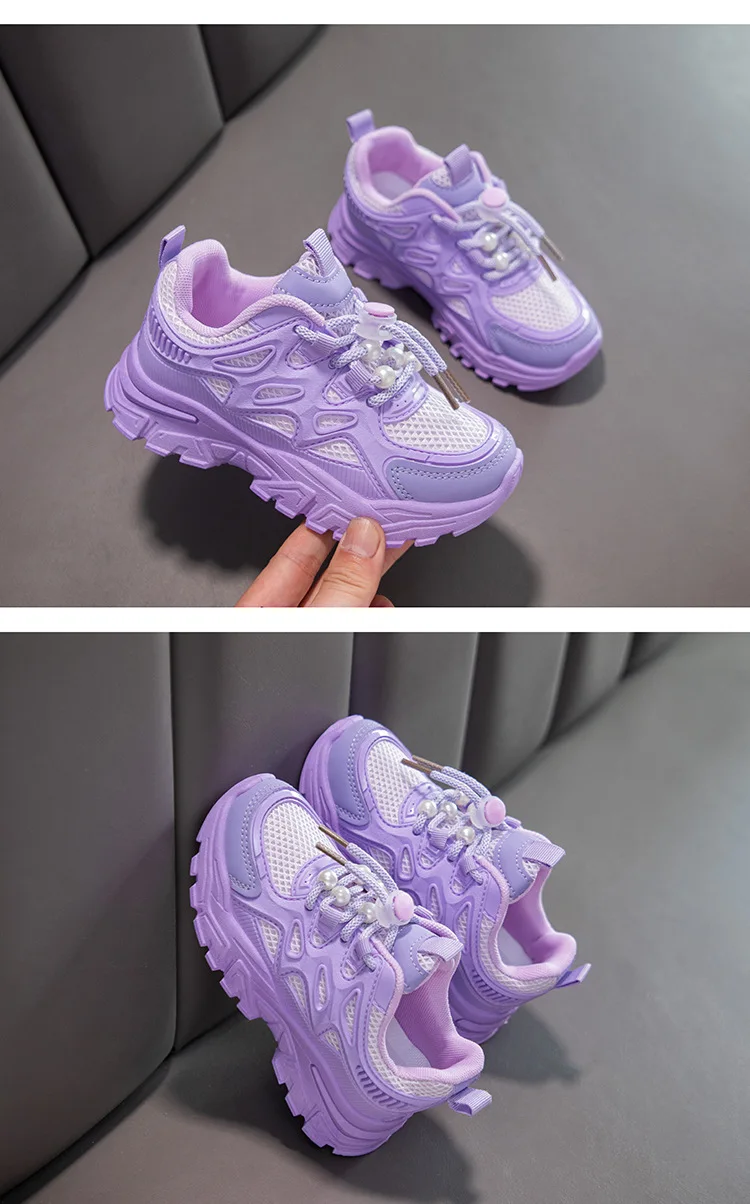 Kids Girls School White Casual Shoes Solid Color Mesh Sports Shoes for Toddlers Fashion Lightweight Children's Running Sneakers