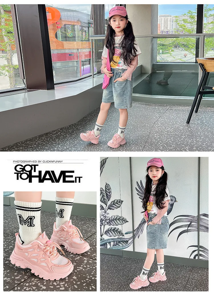 Kids Girls School White Casual Shoes Solid Color Mesh Sports Shoes for Toddlers Fashion Lightweight Children's Running Sneakers