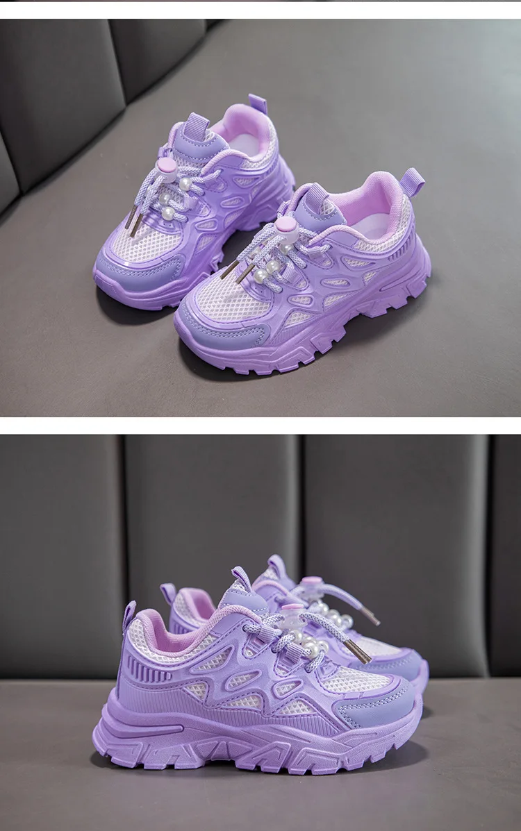 Kids Girls School White Casual Shoes Solid Color Mesh Sports Shoes for Toddlers Fashion Lightweight Children's Running Sneakers
