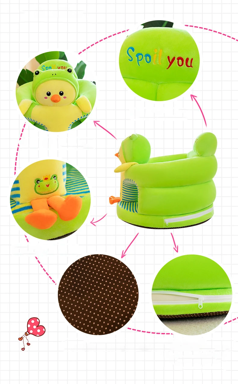 Cute Plush Baby Support Sofa Seat Cover Toddler Sit Learning Feeding Nest Puff Chair Comfort Washable Without Filling