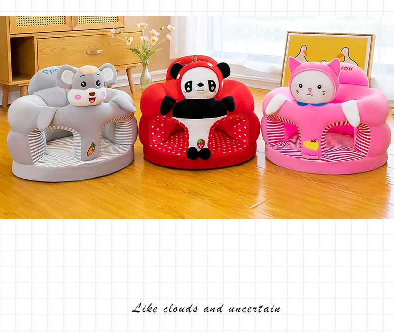 Cute Plush Baby Support Sofa Seat Cover Toddler Sit Learning Feeding Nest Puff Chair Comfort Washable Without Filling