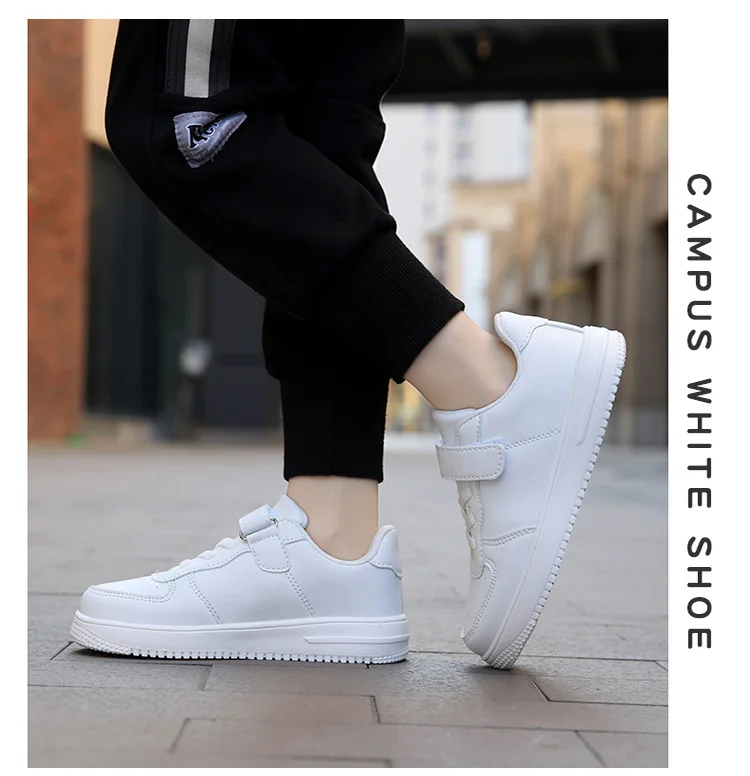 Children Leather Sneakers Non-Slip Lightweight Walking Shoes For Boys & Girls School Sport Tennis Comfortable Flat Casual Shoes