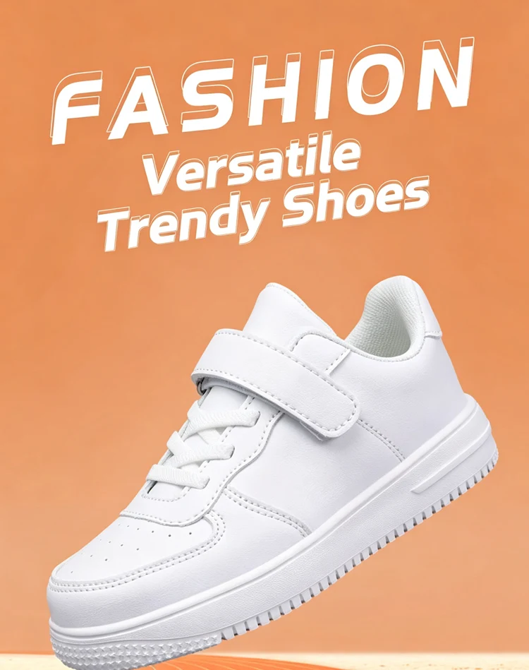 Children Leather Sneakers Non-Slip Lightweight Walking Shoes For Boys & Girls School Sport Tennis Comfortable Flat Casual Shoes