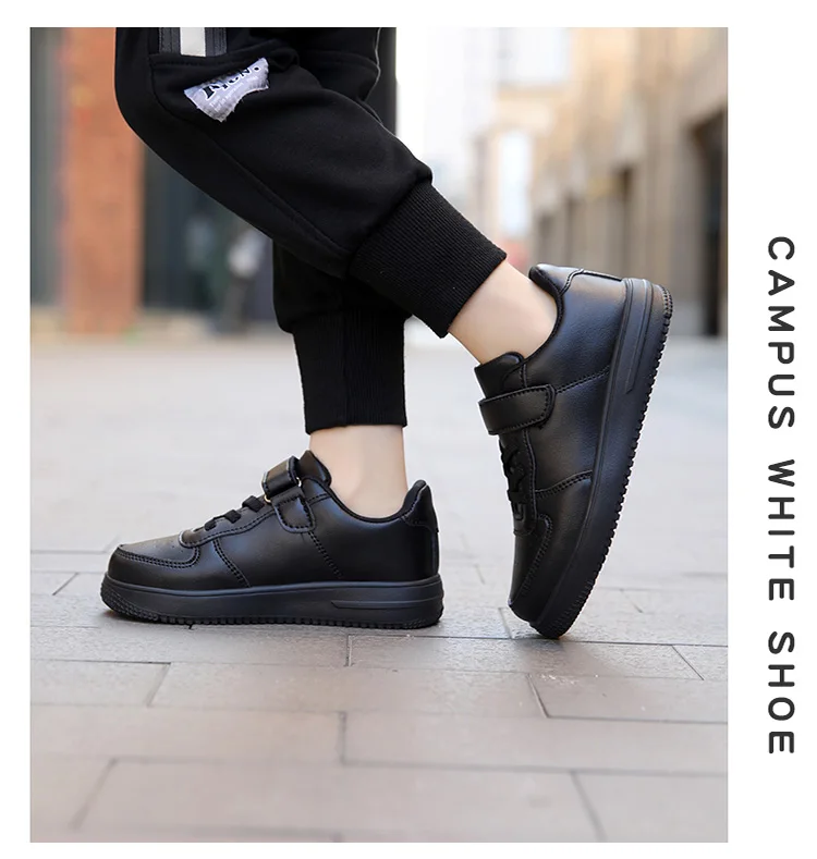 Children Leather Sneakers Non-Slip Lightweight Walking Shoes For Boys & Girls School Sport Tennis Comfortable Flat Casual Shoes