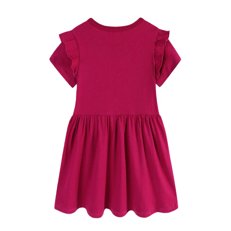 Jumping Meters Princess Dress for Girls Cherry Embroidery Short Sleeve Summer Party Birthday Wedding Baby Frocks Children Dress