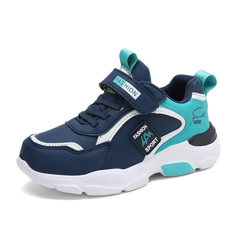 Autumn and Winter Children's Shoes, Boys' Sports Shoes, Leather Surface, Breathable, Non-Slip, Versatile Sports Shoes for Middle-Aged and Older Children, Elementary School Students