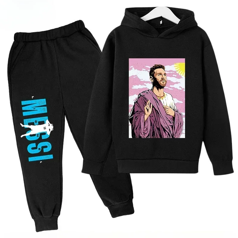 Messi Print Children's Set Sports Hoodie Pants Suit 2pcs Set Boys Girls Baby Kid Clothing Casual Fashion Autumn Winter sportsuit