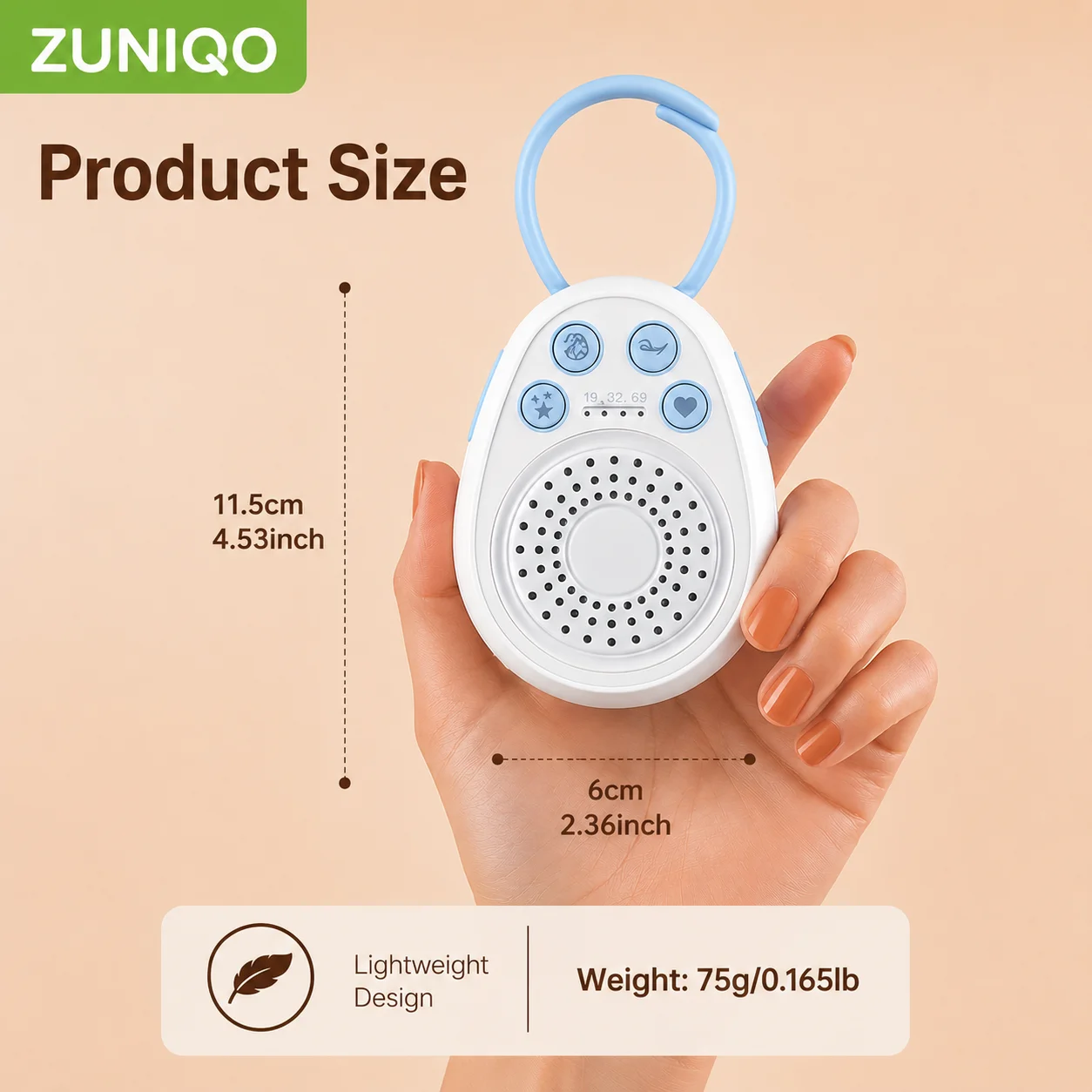 Baby White Noise Machine, Sleep in 3 Minutes, 20 Soothing Sounds, Portable USB Mini Sleep Device for Newborn, Travel & Crib