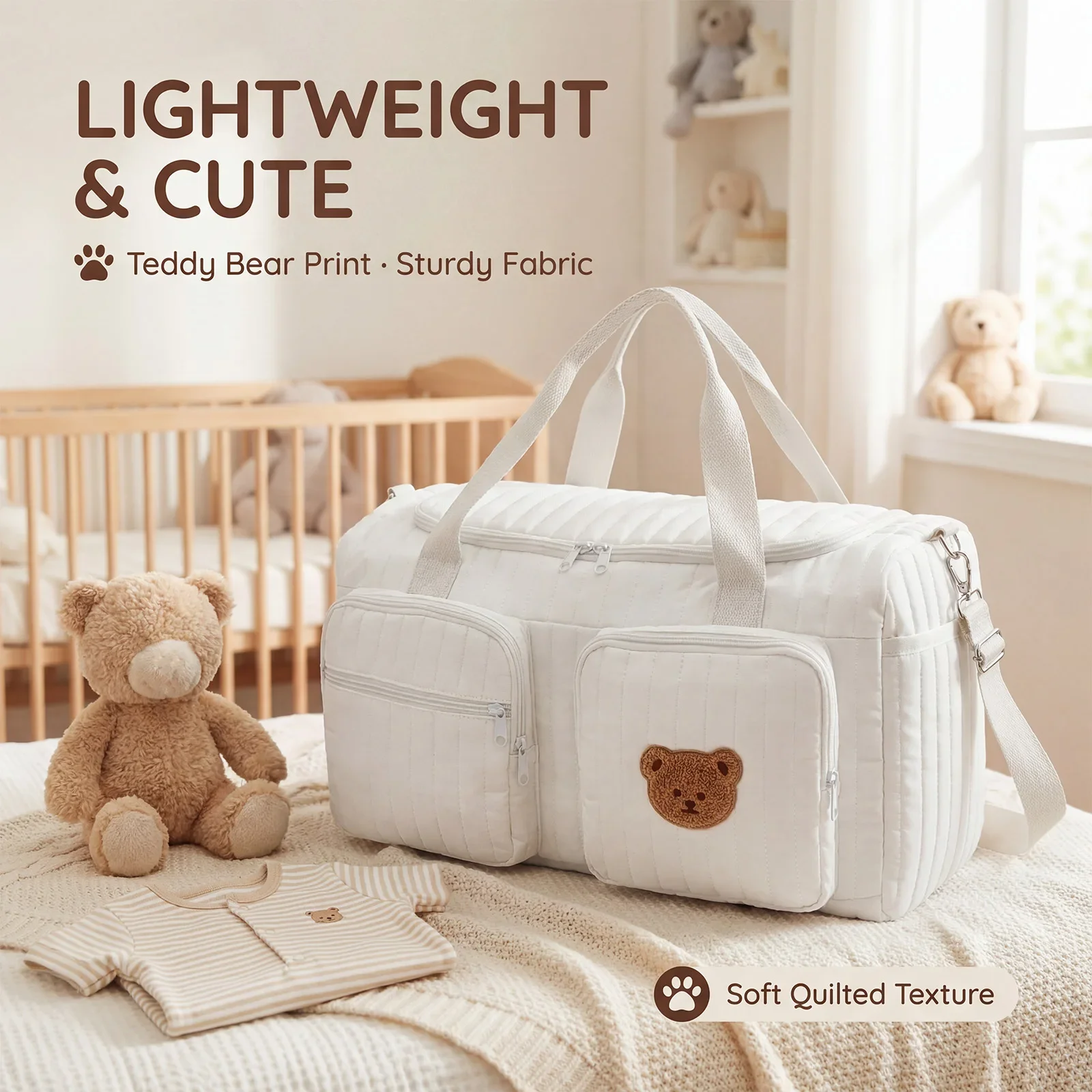 Portable Mommy Bag Large Capacity Hospital Maternity Bag with Shoulder Strap and Multiple Pockets Multipurpose Diaper Tote Bags