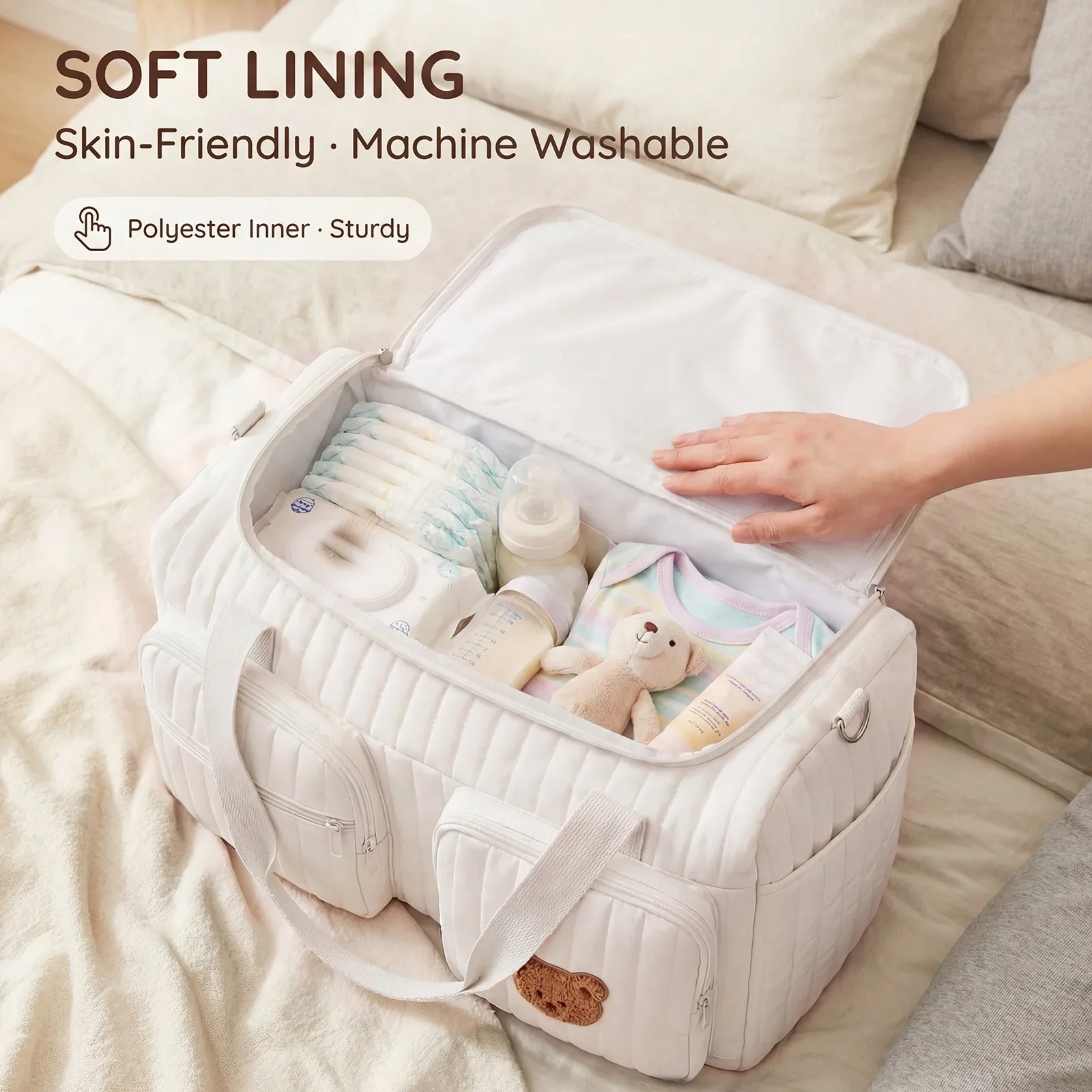 Portable Mommy Bag Large Capacity Hospital Maternity Bag with Shoulder Strap and Multiple Pockets Multipurpose Diaper Tote Bags
