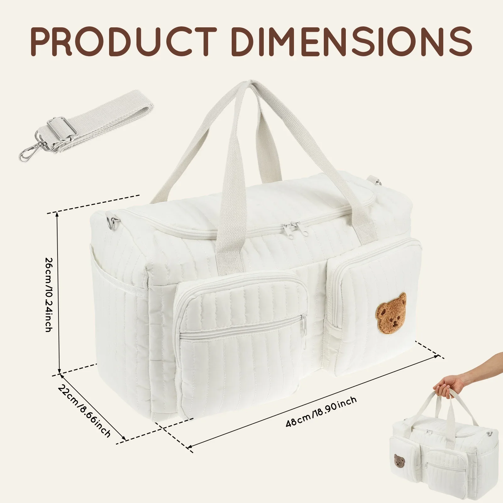 Portable Mommy Bag Large Capacity Hospital Maternity Bag with Shoulder Strap and Multiple Pockets Multipurpose Diaper Tote Bags