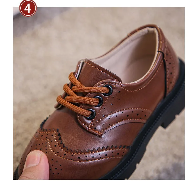 Boys Formal Shoes Girls Leather Shoes Black for School Party Wedding Lace-up Kids Oxfords Classic Fashion Soft 26-36 Breathable