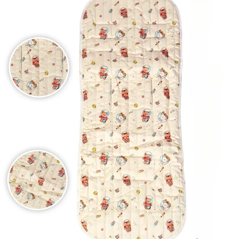 Universal Baby Stroller Liner Pad, Breathable Soft Quilted Cushion Summer Cool Infant Seat Cover for Pram Buggy Cute Prints