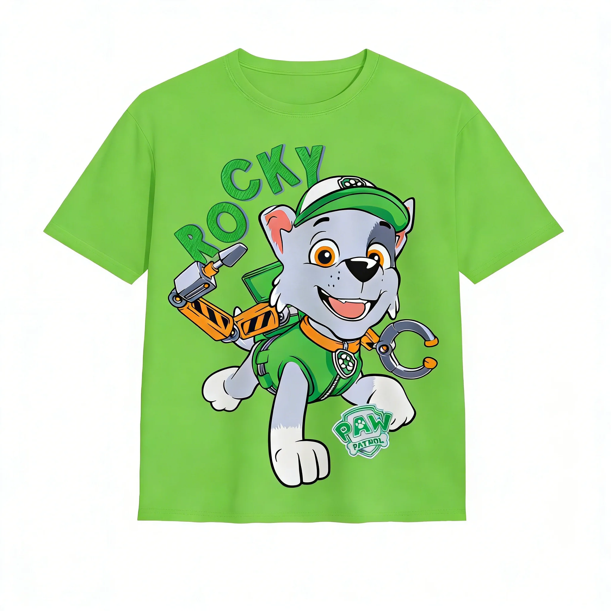 2026 New Summer PAW Patrol Children Short Sleeve T-shirt Cartoon Chase Rubble Print Pullover Boys Girls Casual Cotton Tops Gifts