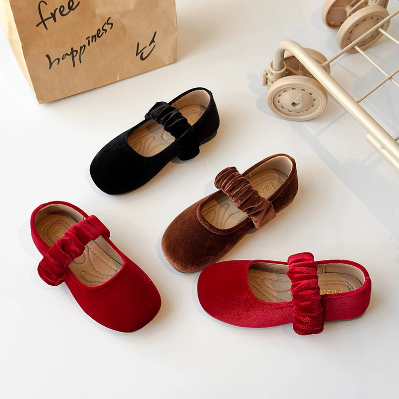 Spring Girl's Casual Shoes Round Toe Shallow Hook-loop Chic Kid's Flat Shoe Solid Colors Anti-slip Daily Comfy Children Shoe