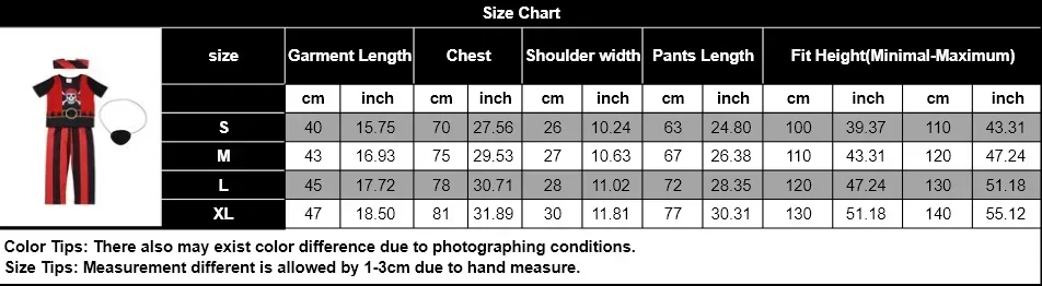 Boys Pirate Costume Set Short‑Sleeve Top Long Striped Pants Halloween Trick Or Treat Birthday Themed Party Outfit